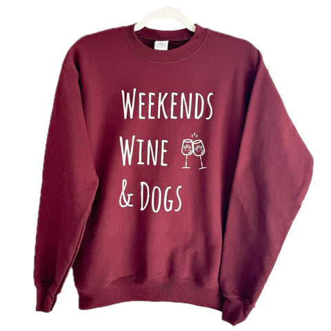 Maroon Weekends, Wine & Dogs Classic Crewneck Sweatshirt
