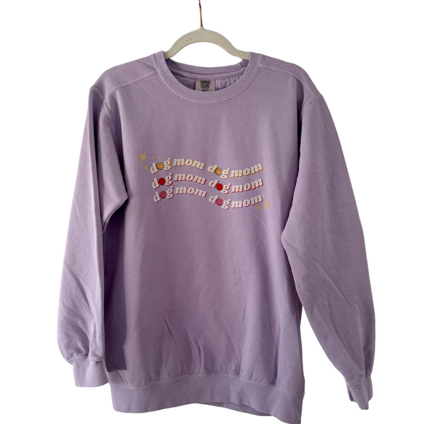 Lilac Dog Mom Relaxed Crewneck Sweatshirt