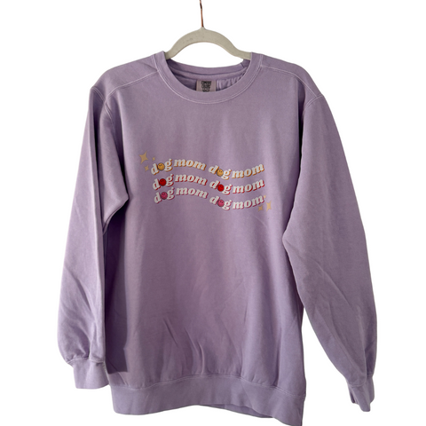 Lilac Dog Mom Relaxed Crewneck Sweatshirt