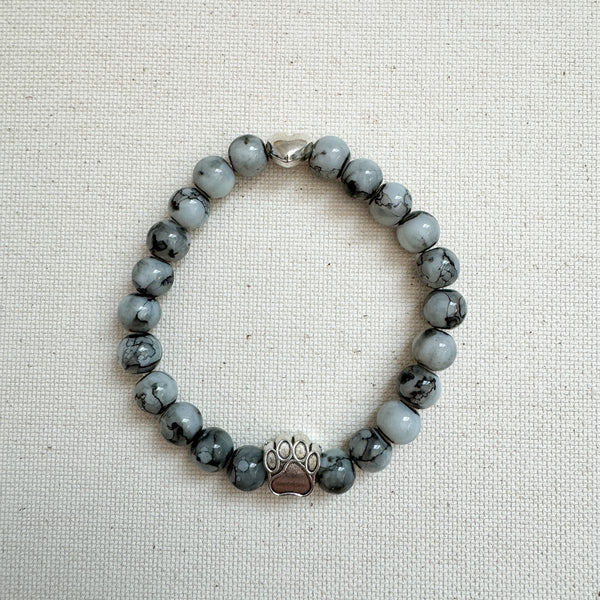 Charcoal Marble Silver Milo's Wish Bracelet