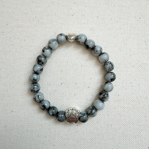Charcoal Marble Silver Milo's Wish Bracelet